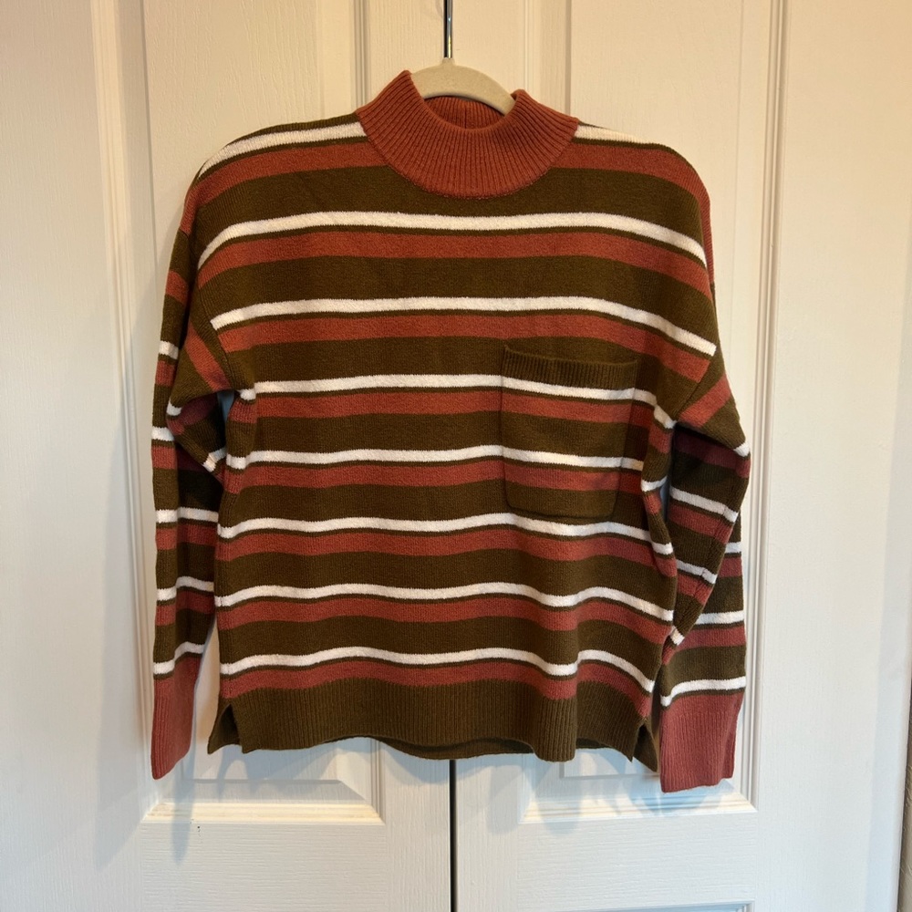 NWT Redmond Mockneck Pocket Sweater in Stripe